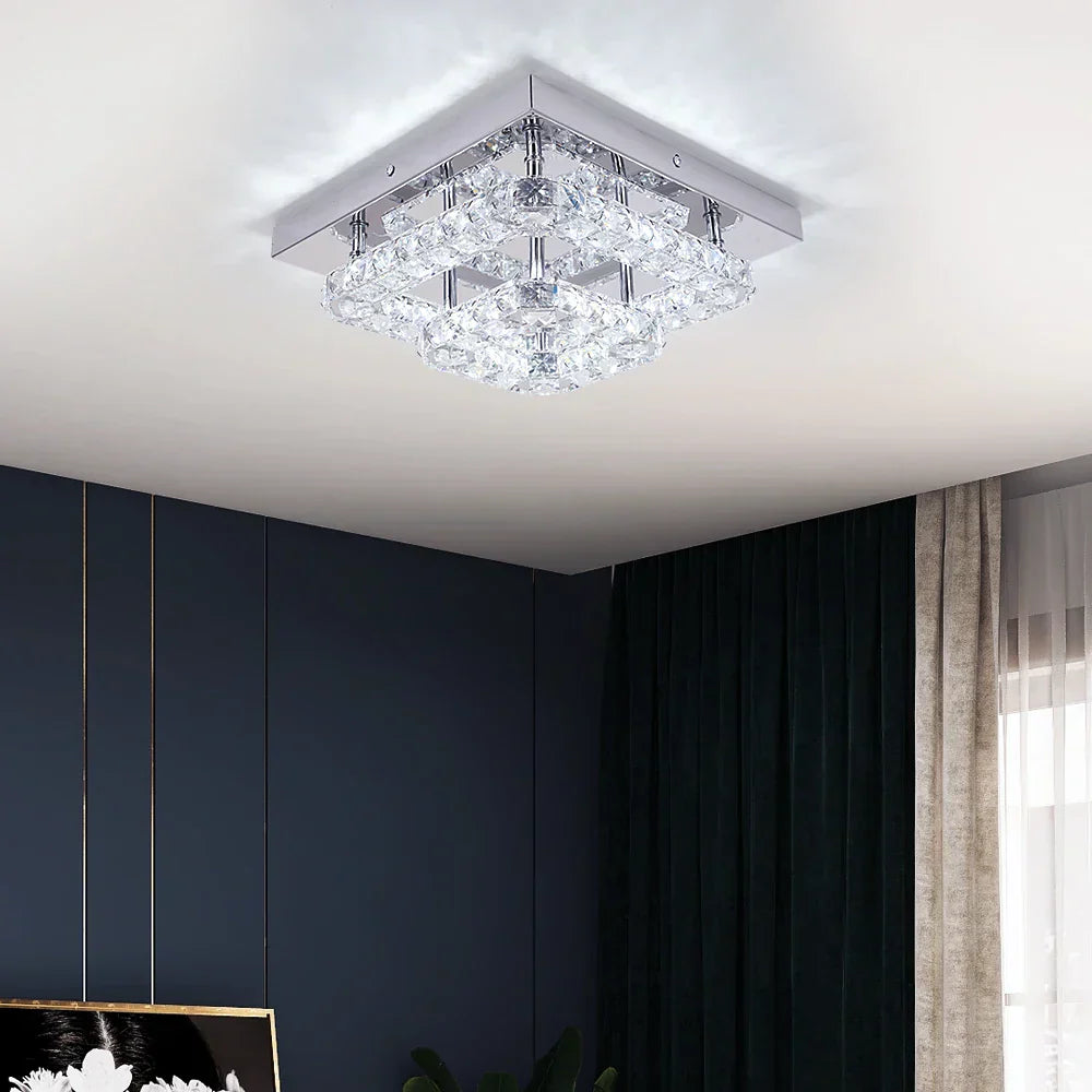 DecorBites™ Crystal LED Flush Mount Ceiling Light for Kitchen Hallway - Modern Chandelier Fixture