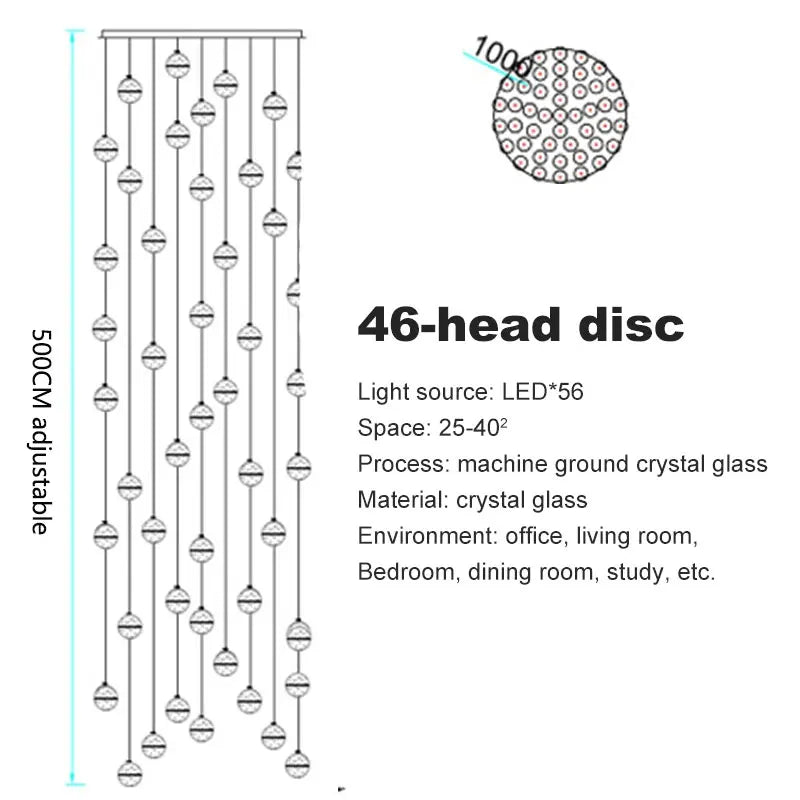 DecorBites™ Crystal Ball LED Chandelier for Modern Living Room & Bedroom décor
