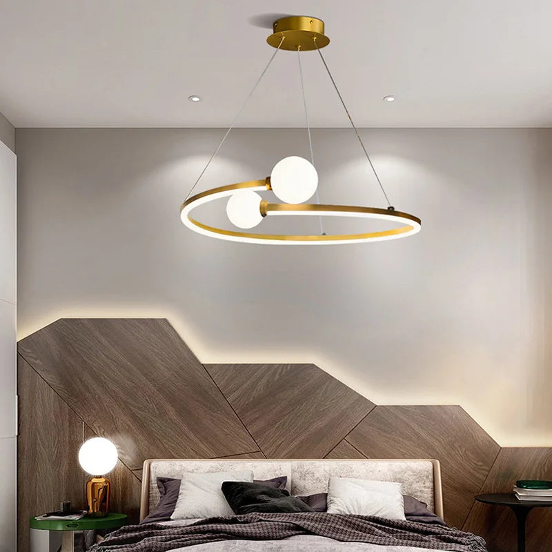 DecorBites™ Gold Nordic Ring LED Ceiling Chandelier for Dining Room Pendant Lighting
