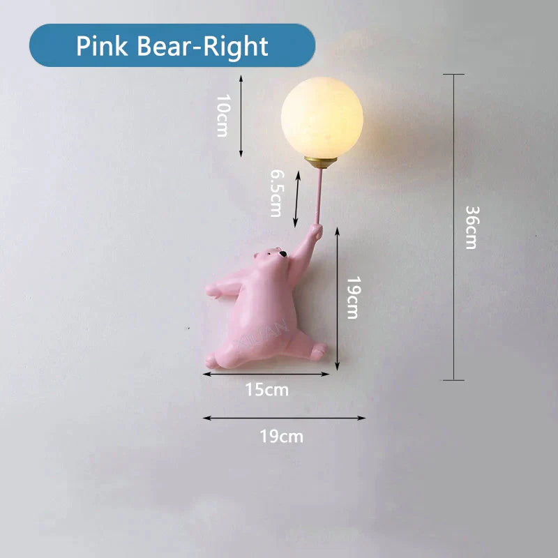 DecorBites™ Blue Pink Bear Wall Lamp for Kids Bedroom, 3D Moon Lighting, G9 Bulb
