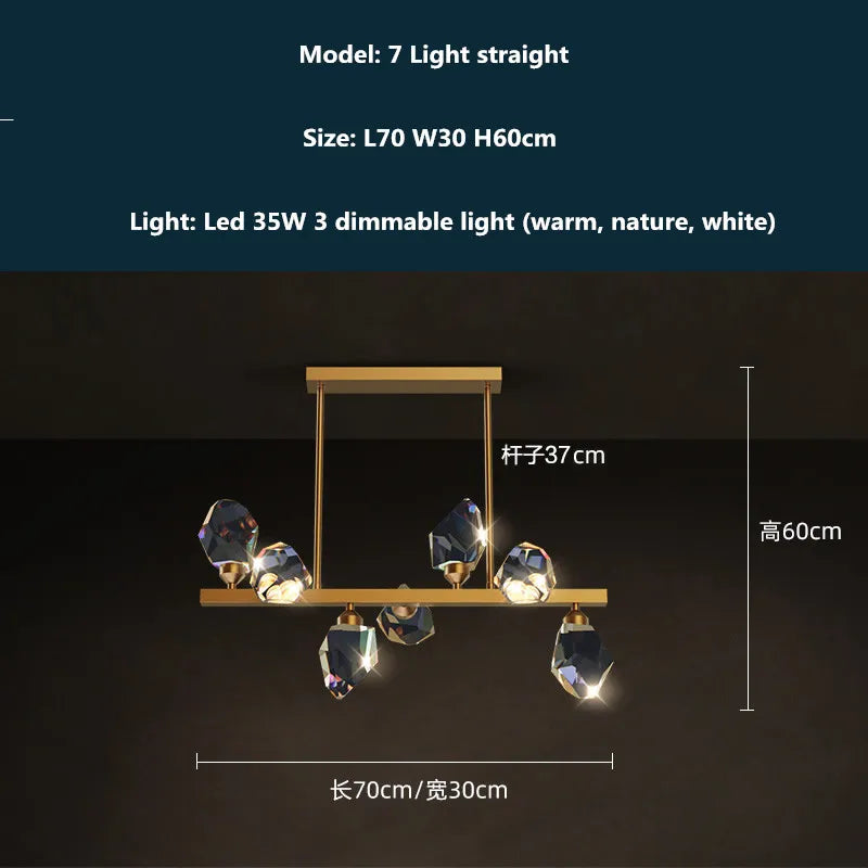 DecorBites™ Copper LED 3-Light Dimmable Crystal Chandelier