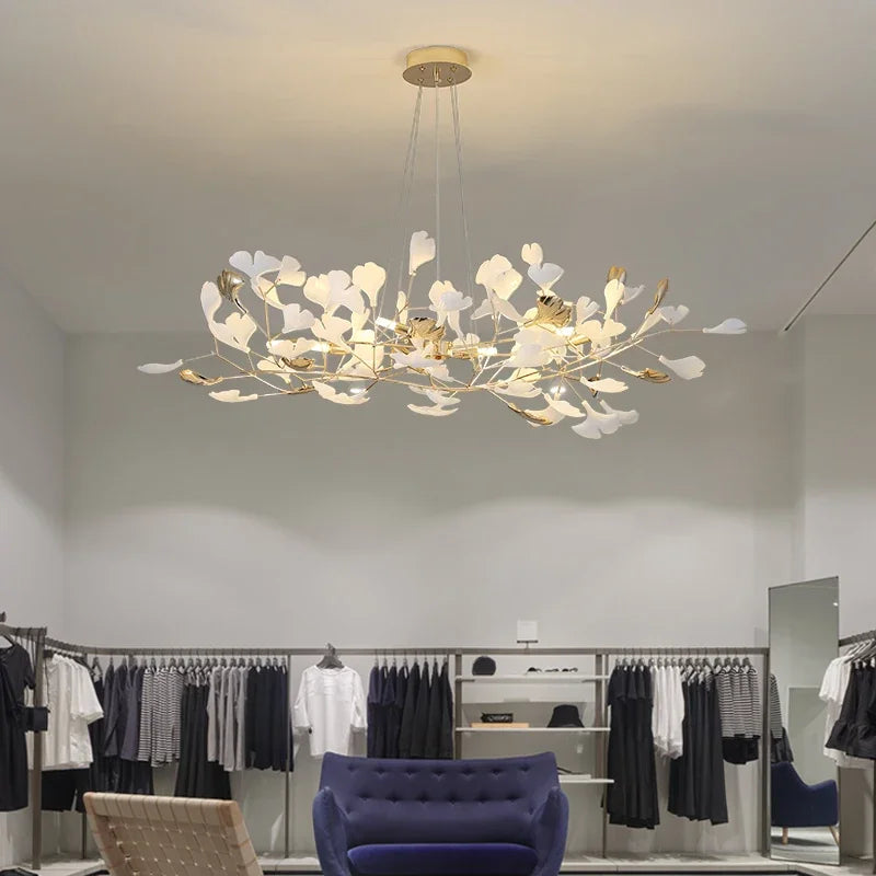 DecorBites™ Ginkgo Leaf Pendant Chandelier for Nordic Romantic Living Room Decor