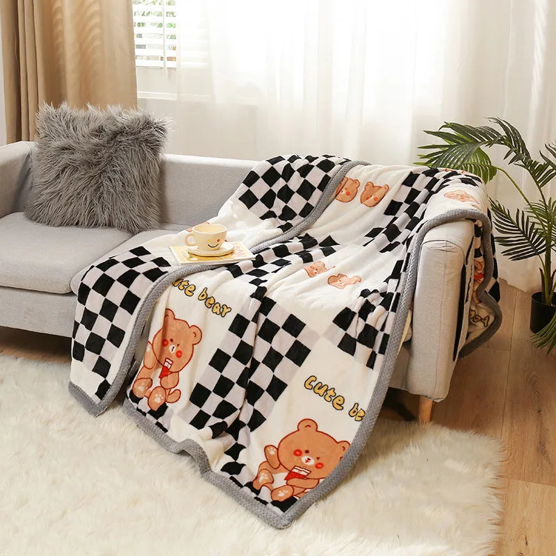 DecorBites™ Cartoon Flannel Blanket: Soft & Skin-Friendly for Summer & Autumn Beds.