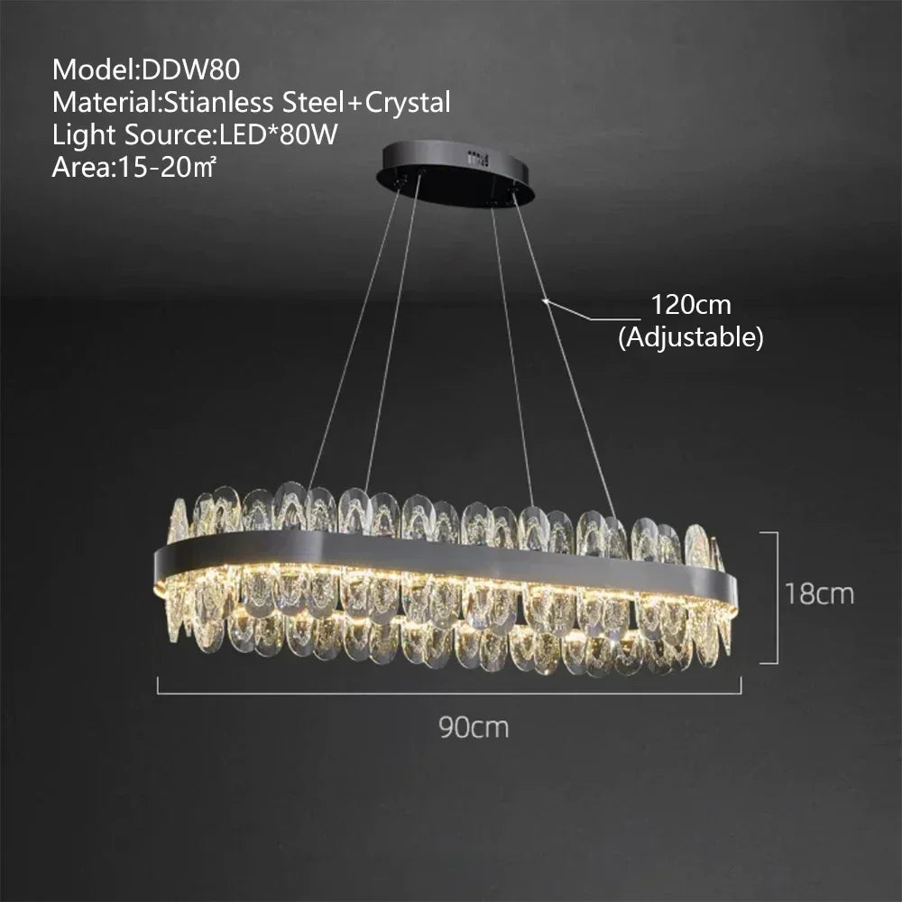 DecorBites™ Crystal LED Chandelier: Luxury Living Room Pendant Light with Modern Design