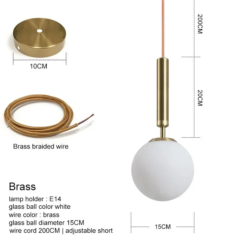 DecorBites™ Glass Ball Pendant Chandeliers for Dining Room Bedroom Lighting