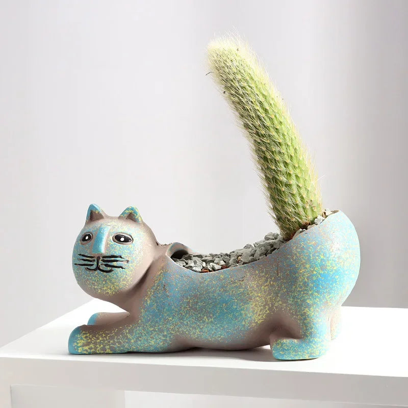DecorBites™ Cat Succulent Plant Pot - Cute Cartoon Animal Design for Home Decor