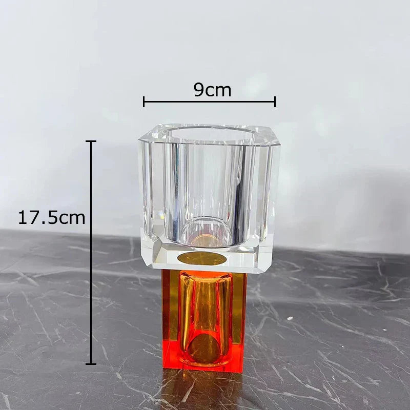DecorBites™ Geometric Square Glass Vase Artificial Flowers Modern Floral Arrangement
