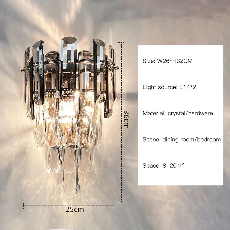 DecorBites™ Crystal Gold LED Wall Sconce - Modern Luxury Wall Lamp for Living Room Bedroom Stairs