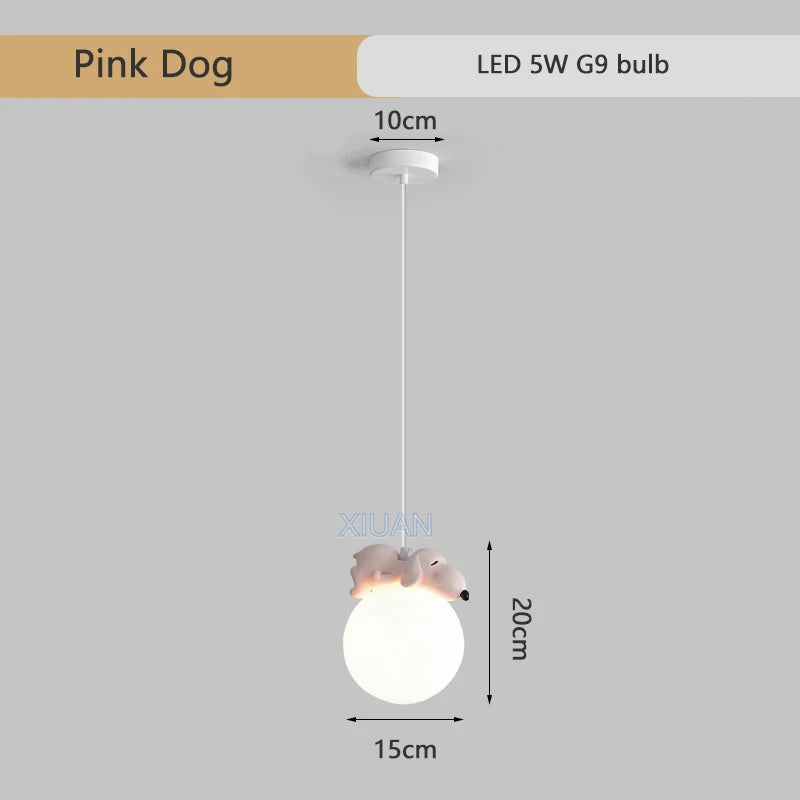 DecorBites™ Animal Resin Pendant Lamps: Bear Rabbit Dog Sheep Bunny Chandelier for Children's Room
