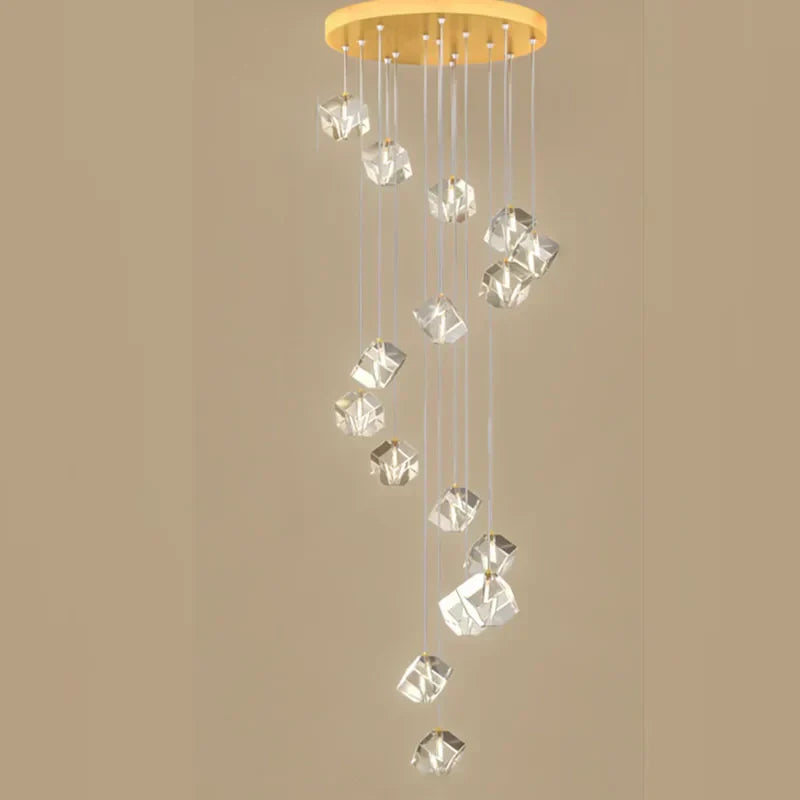 DecorBites™ Crystal LED Chandelier for Staircase: Luxury Indoor Stair Lighting Fixture