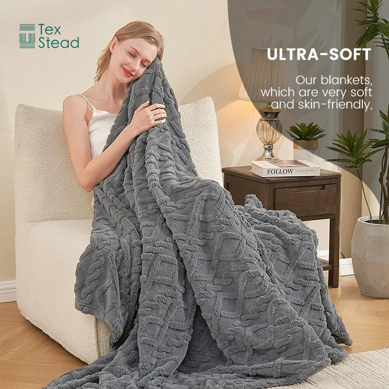 DecorBites™ Cozy Knit Blanket for Home & Travel - Soft & Warm Throw Blanket