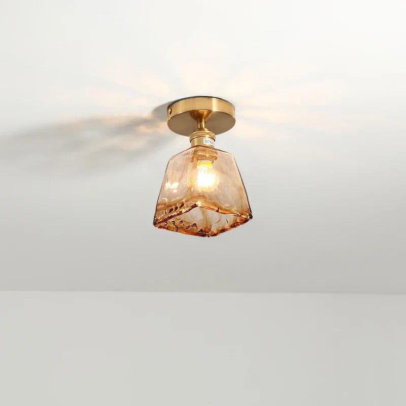 DecorBites™ Amber Glass LED Ceiling Lights Modern Home Lighting Copper Socket