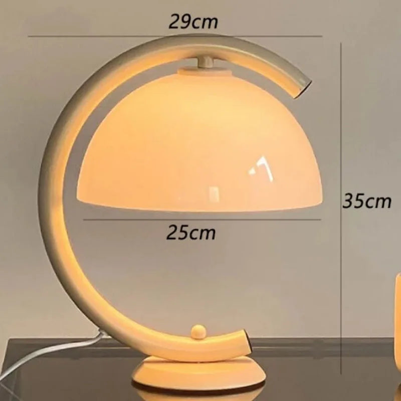 DecorBites™ Bauhous Mushroom Table Lamp for Living Room Bedroom, E27 Glass Light Retro