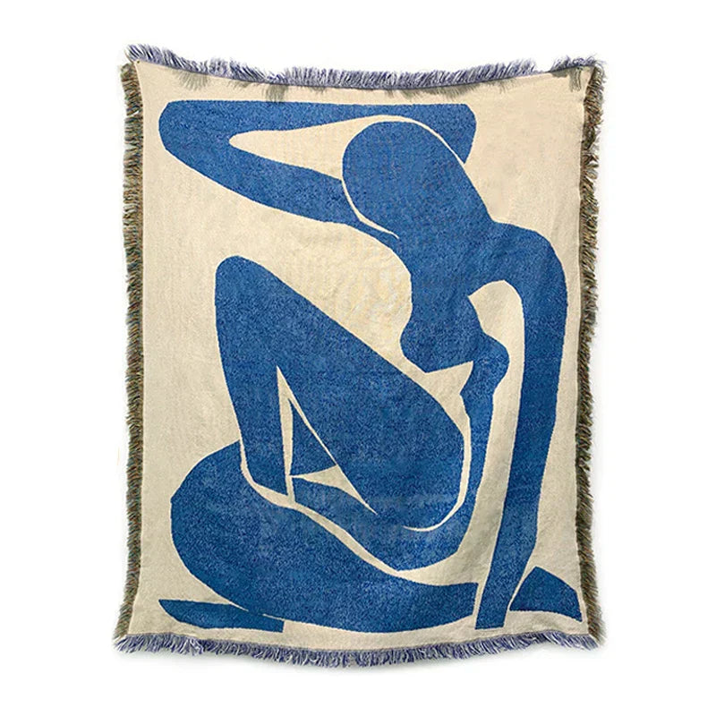 DecorBites™ Geometric Knitted Tassels Throw Blanket