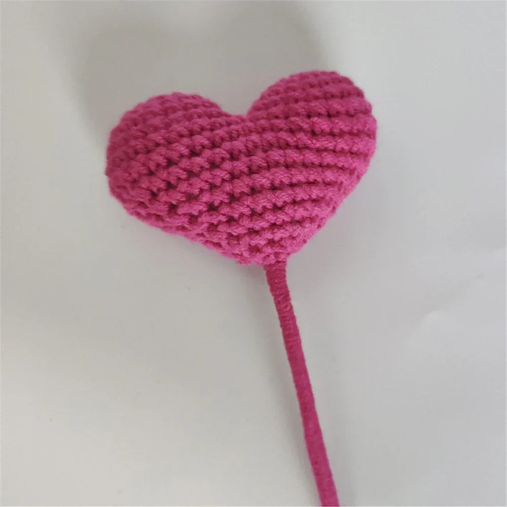 DecorBites™ Heart-Shaped Crochet Flower Bouquet - Handmade Wedding Home Decor & Family Gift
