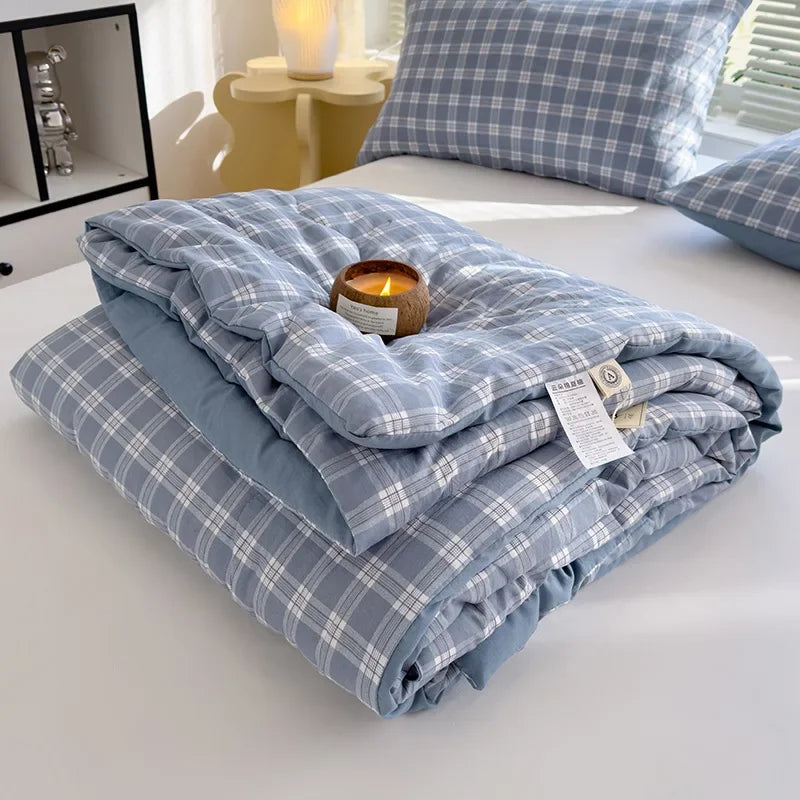 DecorBites™ Cotton Summer Quilt with Soybean Fiber Filling - Thin Comforter for All Seasons