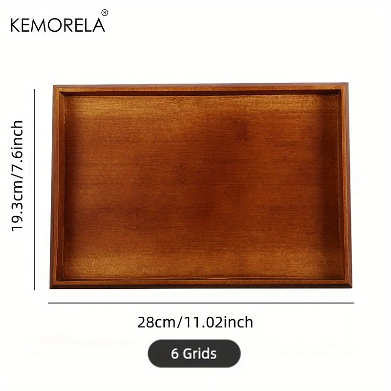 DecorBites™ Bamboo Wooden Rectangular Tea Tray | Elegant Tea Cup Stand Tray for Dining