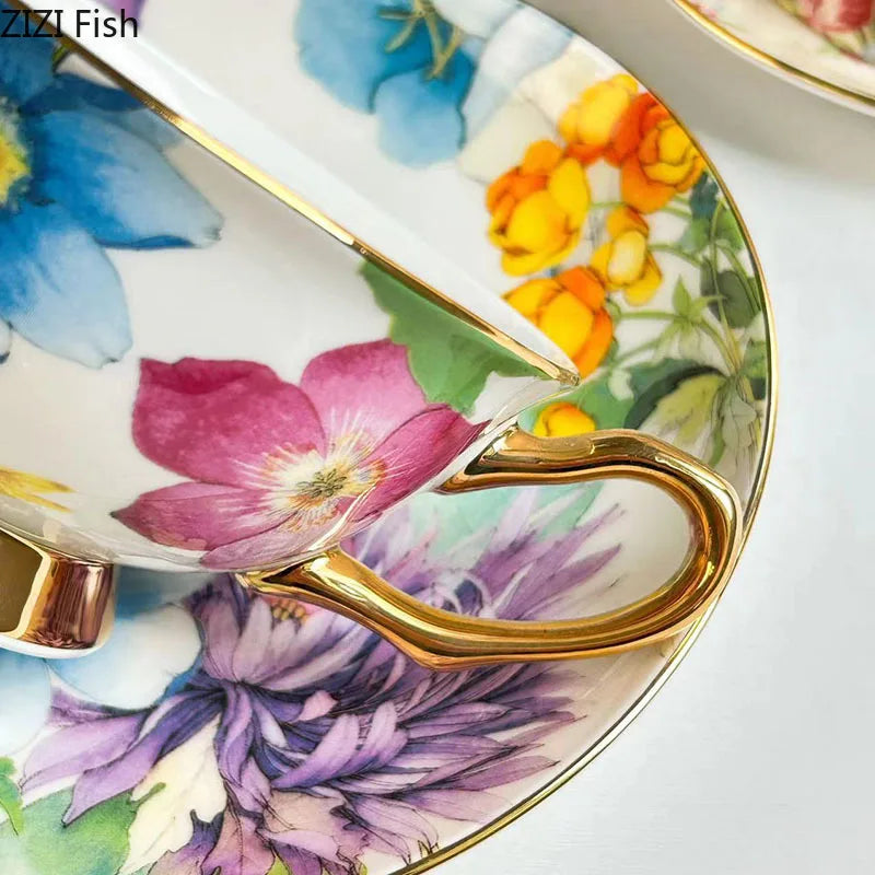DecorBites™ Brilliant Flowers Pattern Ceramic Coffee Mug Set
