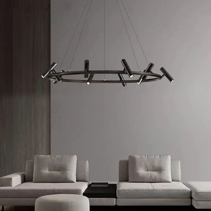DecorBites™ Black Round Ring Ceiling Chandelier Pendant SpotLight for Living Dining Room