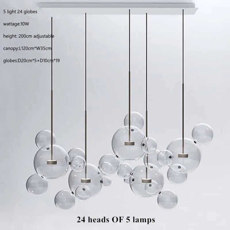 DecorBites™ Glass Bubble Ball LED Chandelier Mickey Light for Restaurant, Bar, and Store