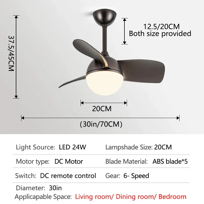 DecorBites™ Bedroom & Study Ceiling Fan Light with Mute Electric Fan Chandelier, 110V 220V
