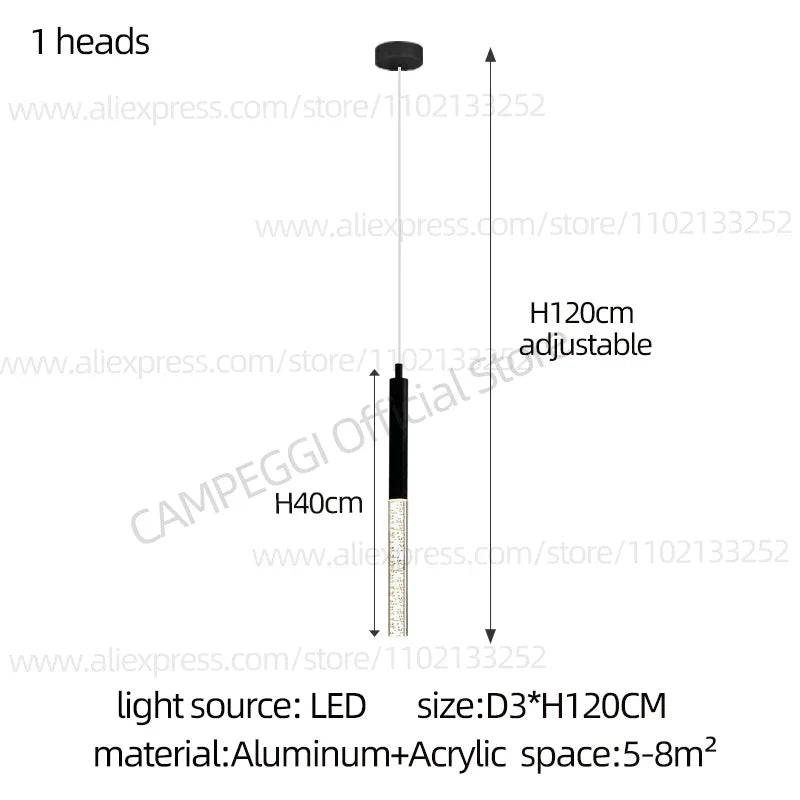 DecorBites™ Cylindrical Chandelier: Modern Nordic Indoor Lighting for Living Room, Staircase & Ceiling