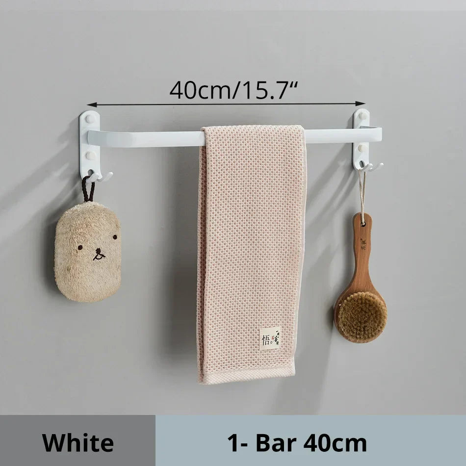 DecorBites™ Aluminum Bathroom Towel Rack with Hook, Wall Mounted Multiple Layer Cloth Hanger