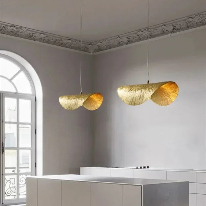 DecorBites™ Lotus Leaf Brass Pendant Lamp for Minimalist Living Room and Dining Room