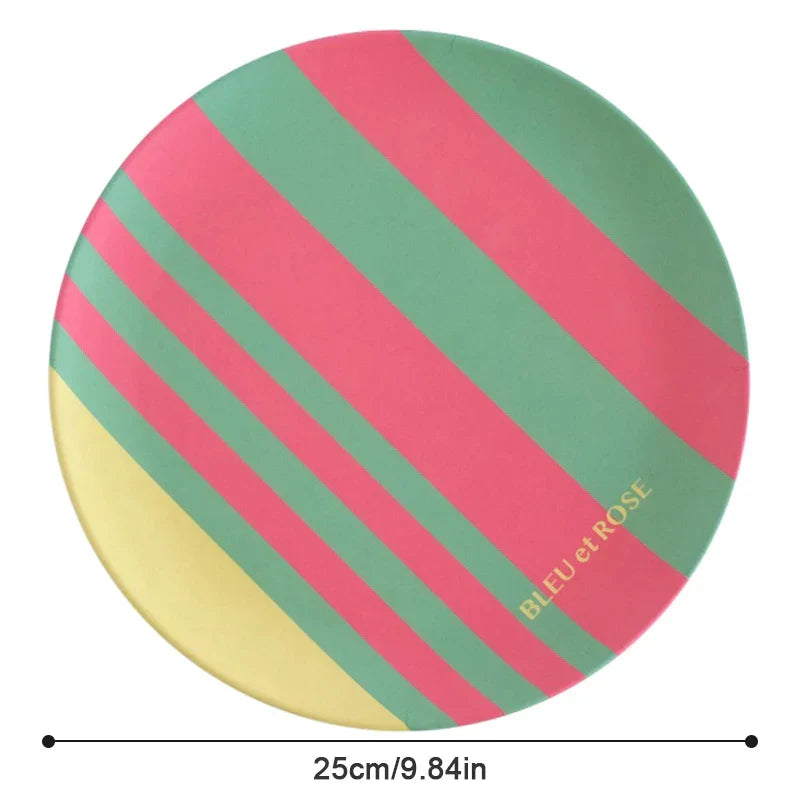 DecorBites™ Korean Style Round Bamboo Fiber Dining Plate for Desserts, Fruits, and Cakes