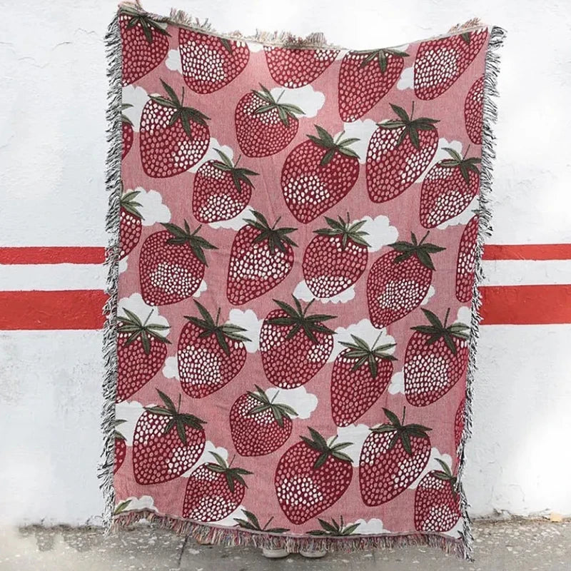 DecorBites™ Cat Strawberry Knitted Blanket Sofa Cover