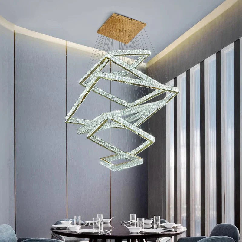DecorBites™ Crystal Chandelier Stair Pendant Lamp Living Room Pendant Lights Interior Lighting