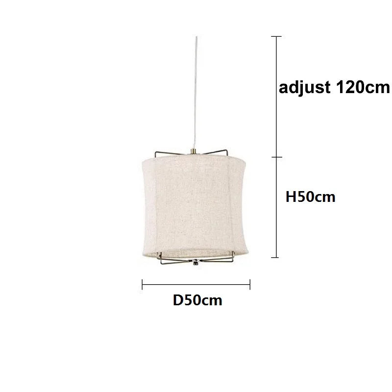 DecorBites™ Linen Fabric Chandelier: Japanese Retro Handmade Art Lamps for Restaurant, Bedroom, Bar Counter