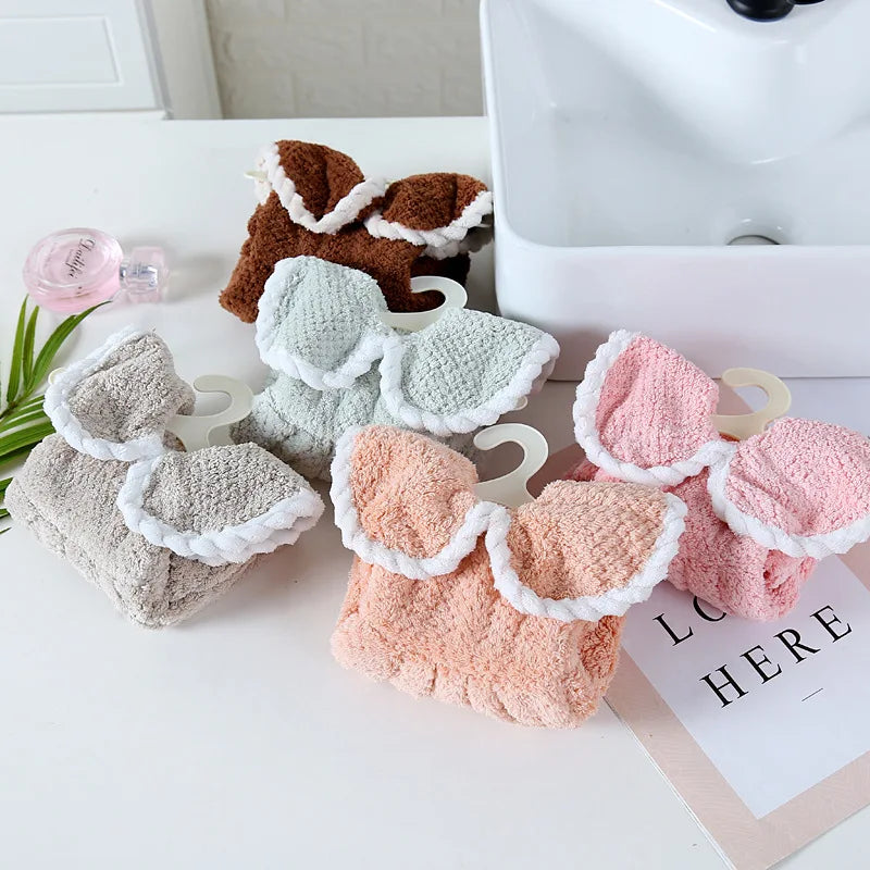DecorBites™ Kids Microfiber Coral Velvet Hand Towels - Cute & Quick-dry for Children