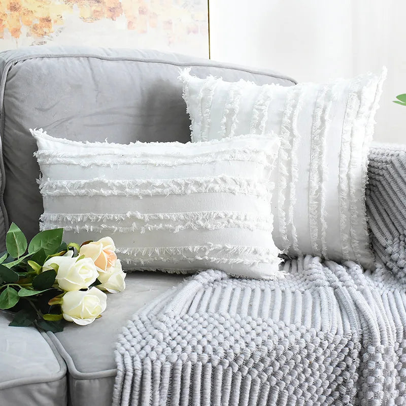 DecorBites™ Boho Chic Tassel Striped Pillow Covers for Home Decor