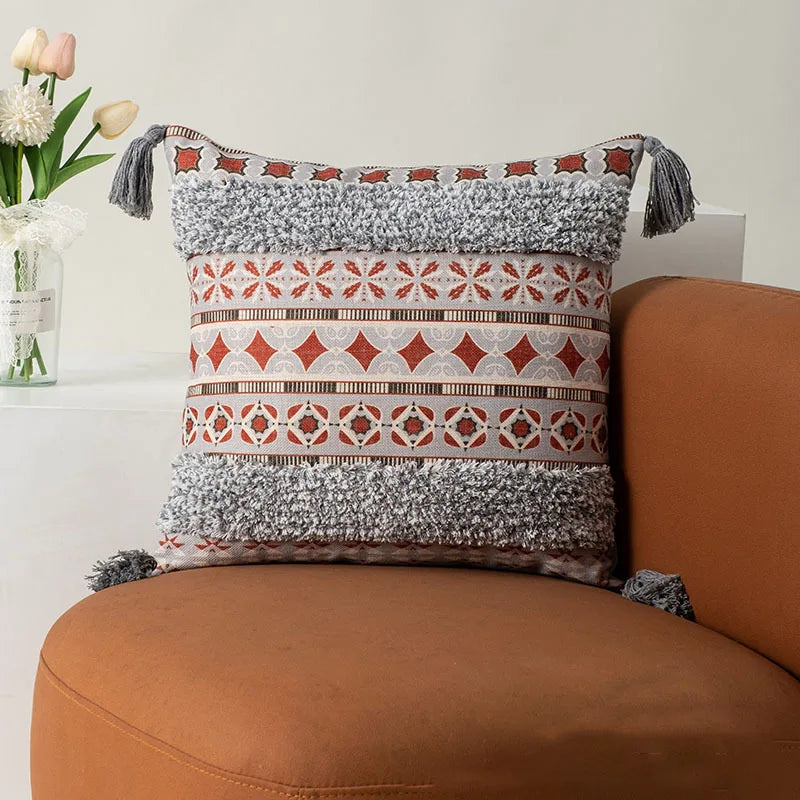 DecorBites™ Boho Fringe Pillow Covers 45x45 - Luxury Decorative Cushions for Sofa and Bed