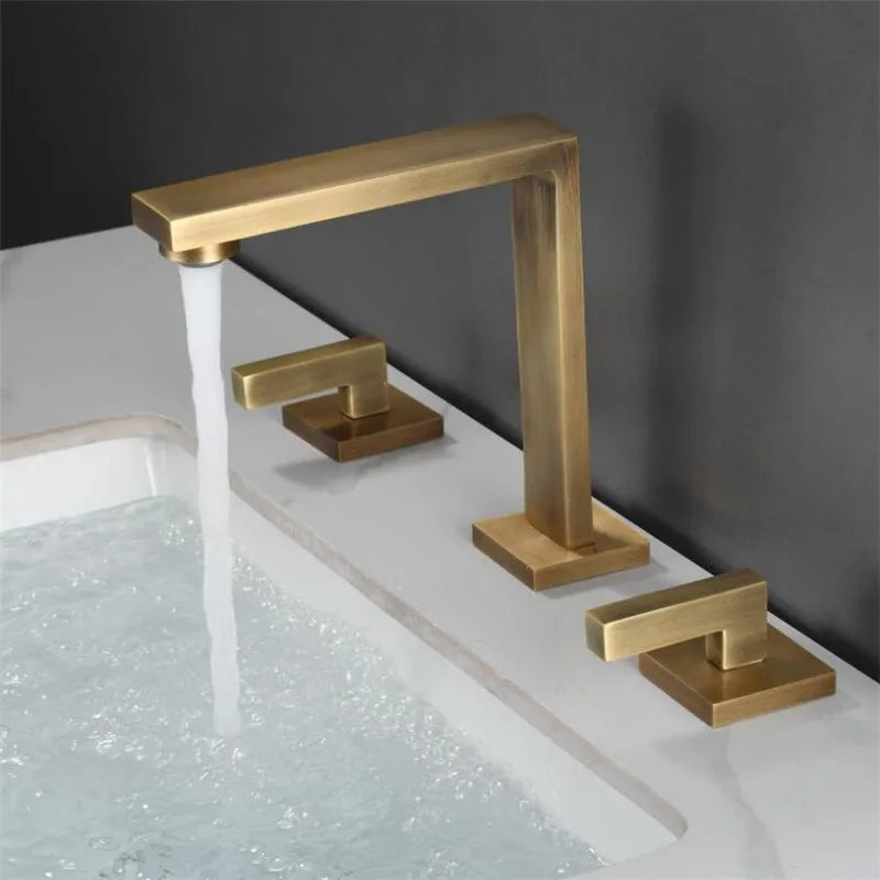 DecorBites™ Brushed Gold Waterfall Basin Faucet - Antique Brass Bathroom Sink Faucet