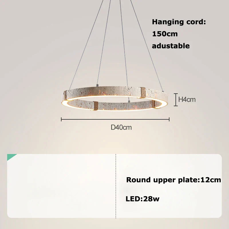 DecorBites™ LED Natural Stone Round Linear Chandelier - Dimmable, Ceiling Hanging Lamps