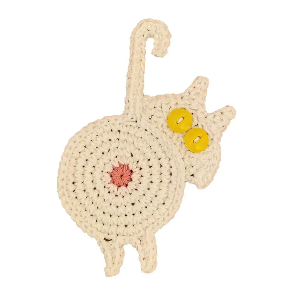 DecorBites™ Cat Butt Coasters: Handmade Funny Kitties Cup Mat - Set of 4
