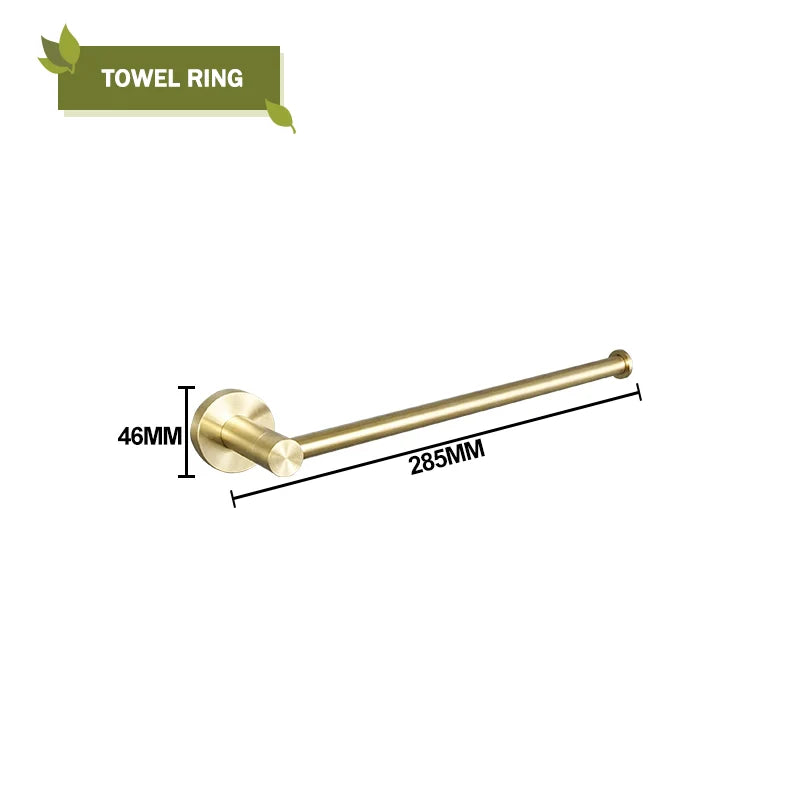 DecorBites™ Brushed Gold Bath Hardware Set: Paper Holder, Towel Bar, Robe Hook - Wall Mount Bathroom Accessories