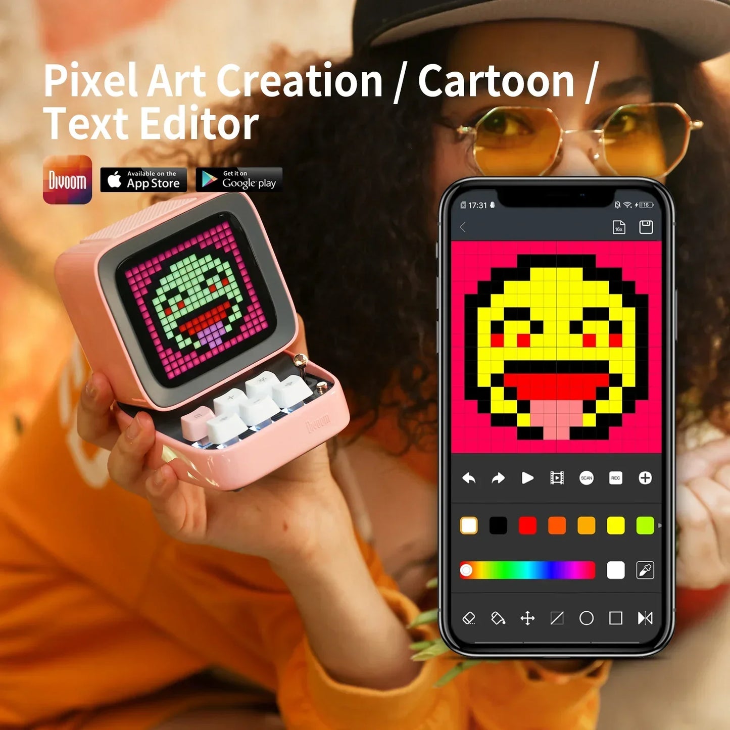 DecorBites™ Ditoo-Pro Retro Pixel Game Speaker Alarm Clock DIY LED Light