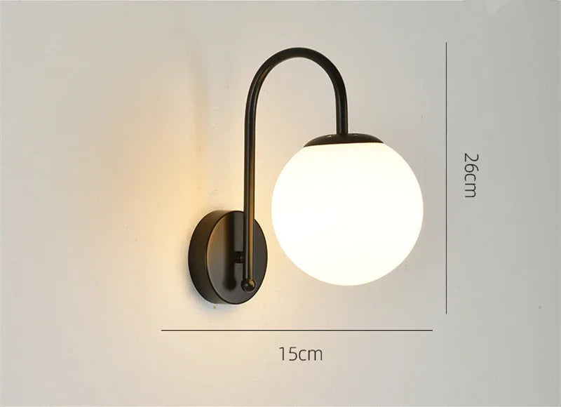 DecorBites™ Glass Ball LED Wall Sconce for Bedroom Living Room, Nordic Style Wall Lighting Fixtures