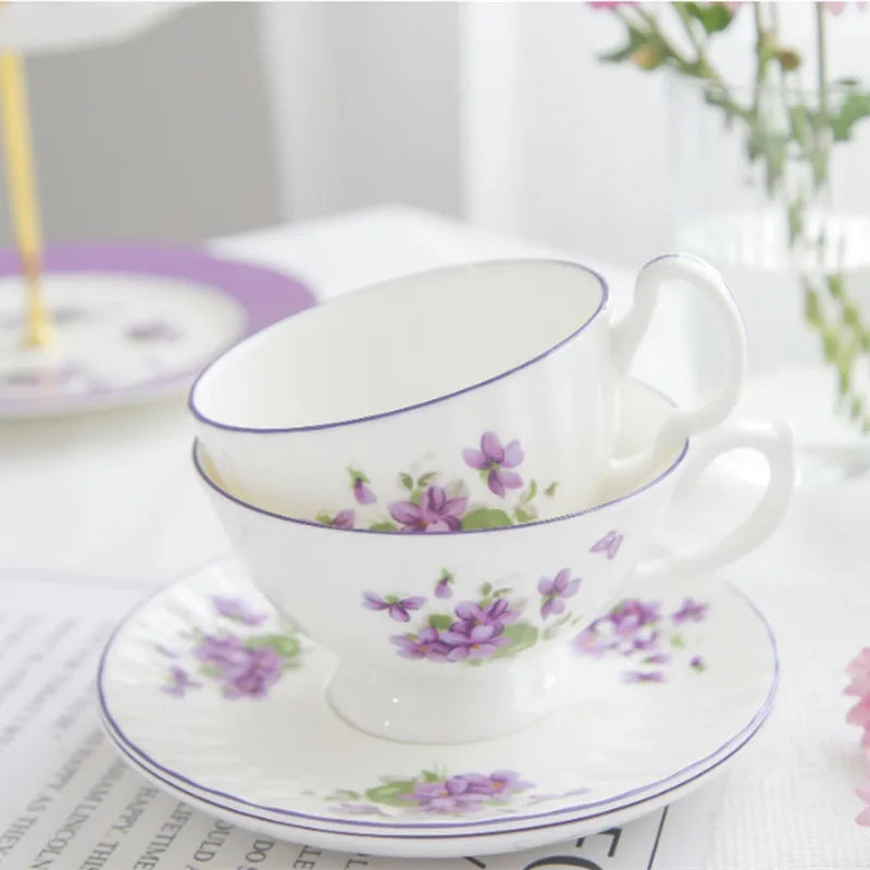 DecorBites™ Blue Dream Tea Set: Cup, Saucer, Milk Jar, Sugar Bowl, Plates & More