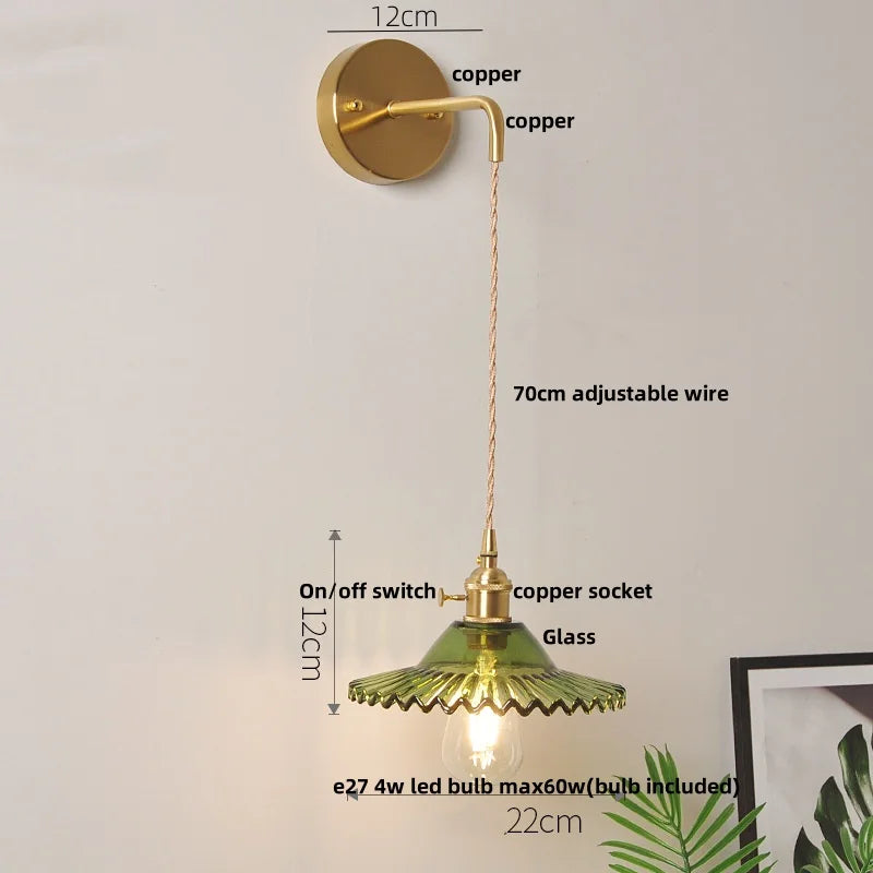DecorBites™ Green Glass Knob Switch LED Wall Lights for Kitchen, Bedroom, Living Room