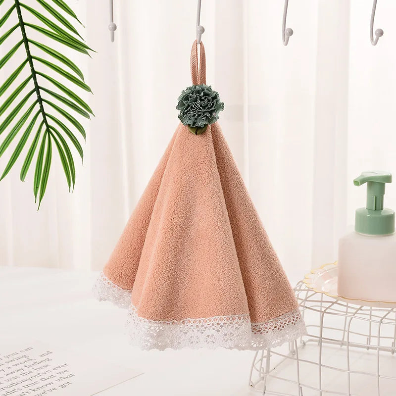 DecorBites™ Lace Dress Baby Hand Towel: Soft, Absorbent, and Cute for Kitchen & Bathroom