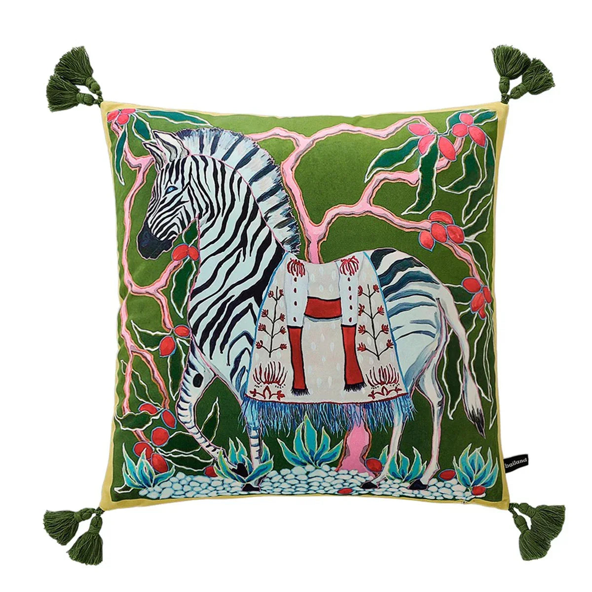 DecorBites™ Handmade Lumbar Pillow Case Lion Dog Floral Decorative Cover