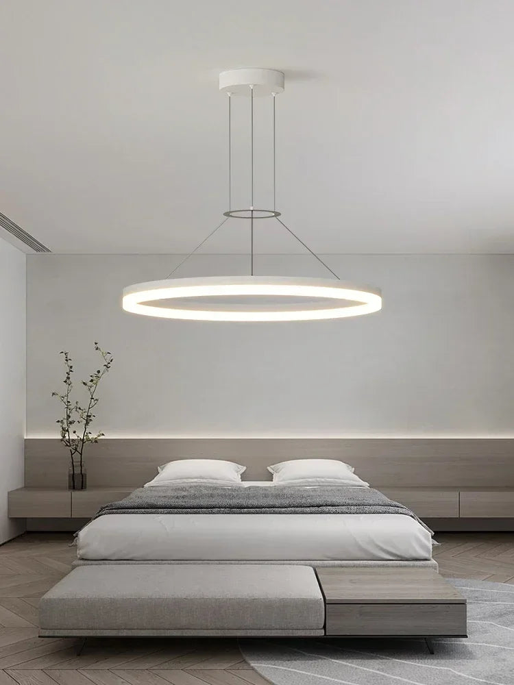 DecorBites™ Black Ring LED Pendant Chandelier for Living Room, Bedroom, Kitchen - Modern Minimalist Lighting