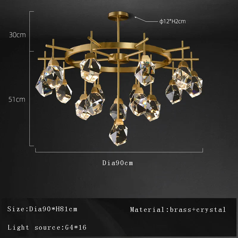 DecorBites™ Crystal Chandelier Ceiling Light Modern Design for Living Room Dining Area