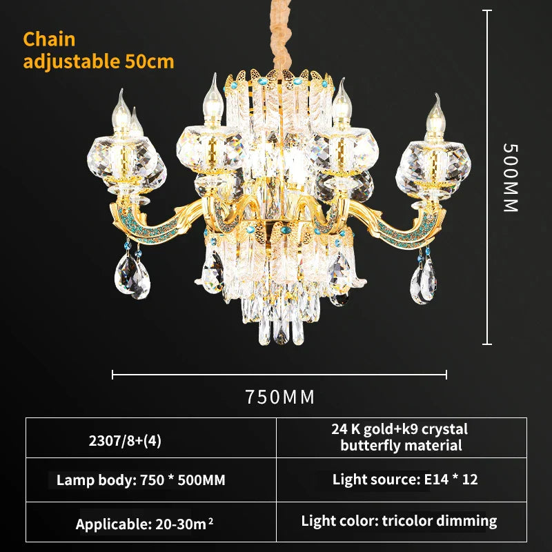 DecorBites™ Crystal Living Room Chandelier: Elegant Lighting for Home, Hotel, Club