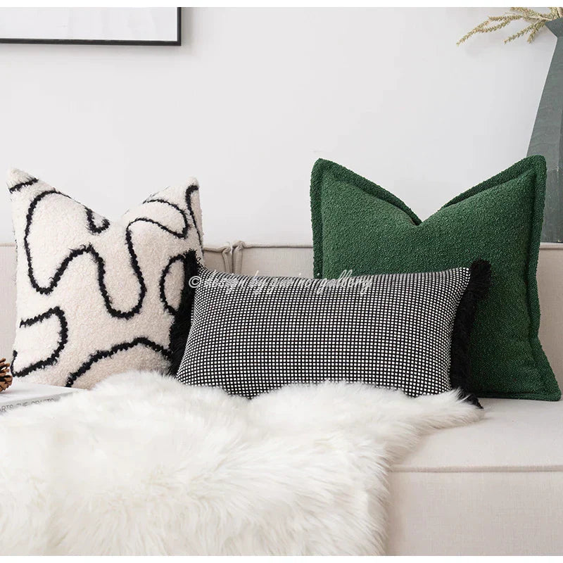 DecorBites™ Cozy Green Handmade Pillow Cover 45x45cm - Nordic Fall Winter Home Decor
