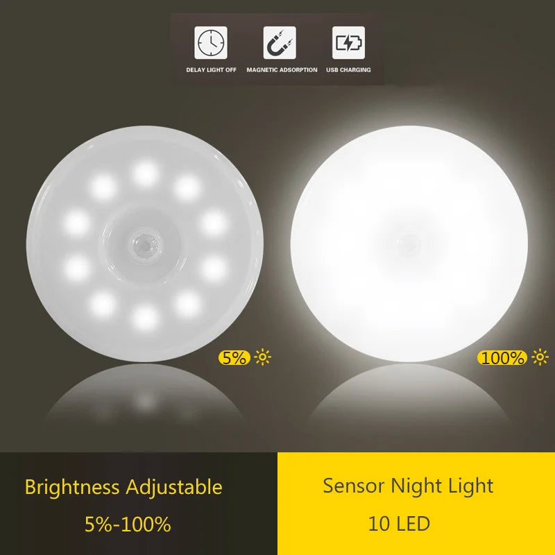DecorBites™ LED Motion Sensor Nightlight | USB Rechargeable Wall Lamp for Stairs & Closet